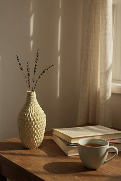 ardesta Vază decorativă din pulbere de piatră realizată manual 19 cm – Obiect mare și elegant de decorare a casei, vază modernă pentru flori artificiale