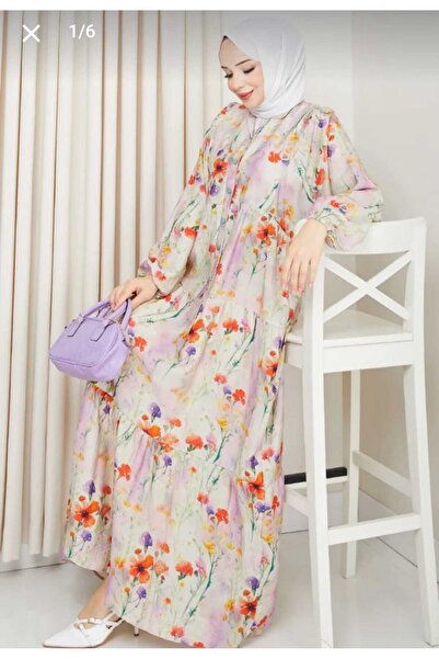 MissPul Women's Buttoned Long Comfortable Fit Oversize Ferace Dress