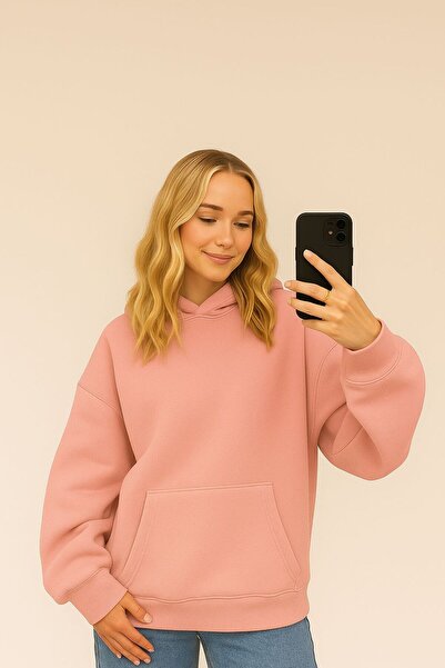 DM DOLCE MORE سترة رياضية بغطاء للرأس للجنسين مصنوعة من القطن الممشط بثلاث خيوط