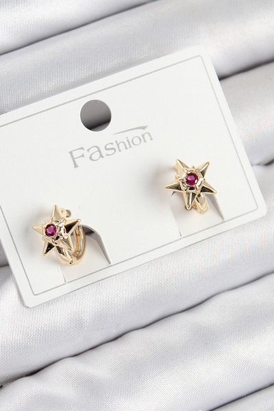 Skygo Pirinç Zirkon Taşlı Yıldız Model Gold Renk Çocuk Küpe - TJ-BKP11197