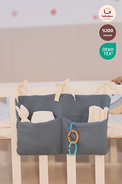 Bebekevi Müslin Kumaş Beşik Yanı Organizer - OEKO-TEX Sertifikalı