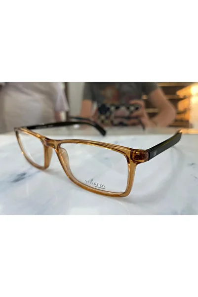Vinaldi Vi 2041 C.4301 52Ekt Unisex Blue Light Protection Screen Glasses (Transparent Honey/Black Handle)