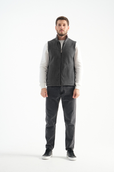 Shooter Sportswear Men's Fleece Vest Regular Fit Smoked with Zipper Pockets