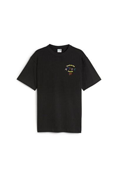 Puma تي شيرت رجالي برسومات داون تاون - أسود