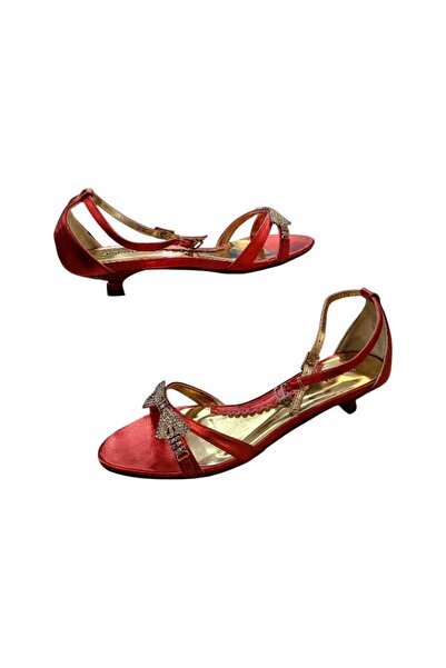 oktay kundura Women's Stone Evening Dress Red Short Heel Fant01 Shoes