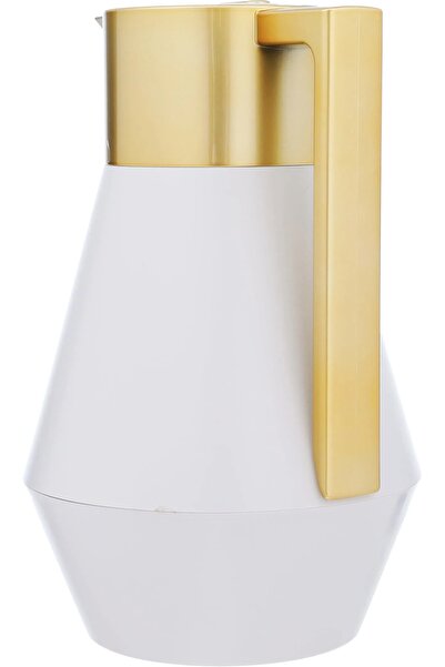 Everest ترمس، 1 لتر، مقبض ذهبي، غلاف داخلي من الزجاج الحراري باللون الأبيض الذهبي