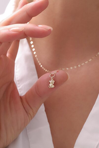 Tufanlar Kuyumculuk 14 Ayar Aynalı Zincirli Ayıcık Altın Kolye