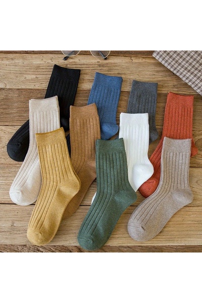 çorapmanya 5 Çift Unisex Çok Renkli Rahat Fitilli Derbyli Soket Çorap
