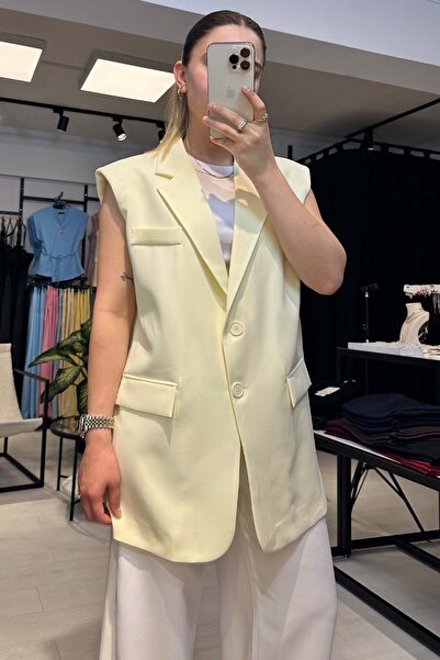 melisa atelier Düğmeli Oversize Klasik Yelek