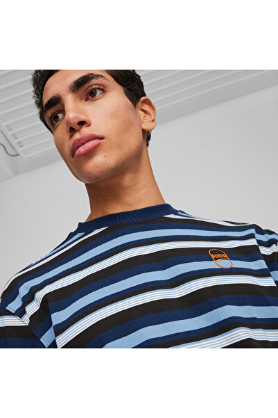 Puma Mens DOWNTOWN 180 Striped T-Shirt - Blue