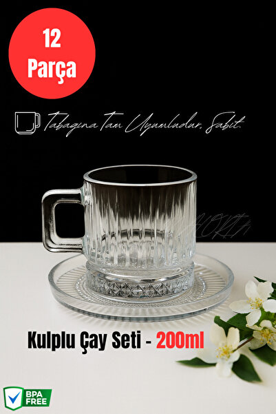 Maloria 6 Kişilik Çay Fincanı Seti | 200ml - 12 Parça