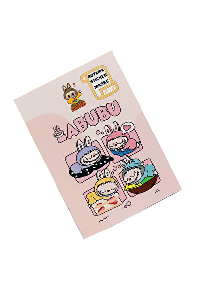 repro design LABUBU Boyama Kitabı 16 Sayfa + Sticker + Kendin Kes Maske Hediyeli