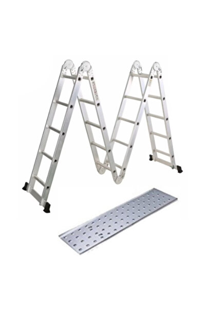 STRATEGIC Scara profesionala multifunctionala 4x5 trepte + platforma, aluminiu, pliabila, lungime maxima 5.8 m