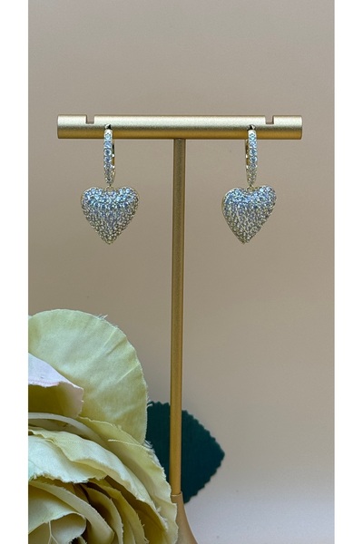 XUPING JEWELRY Zirkon Taş Kalp Sallantılı Küpe