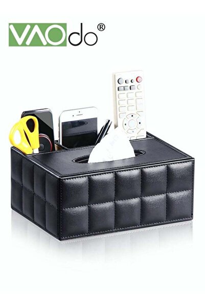 Generic Multifunctional Tissue Box, PU Leather Tissue Holder with Storage Spa...