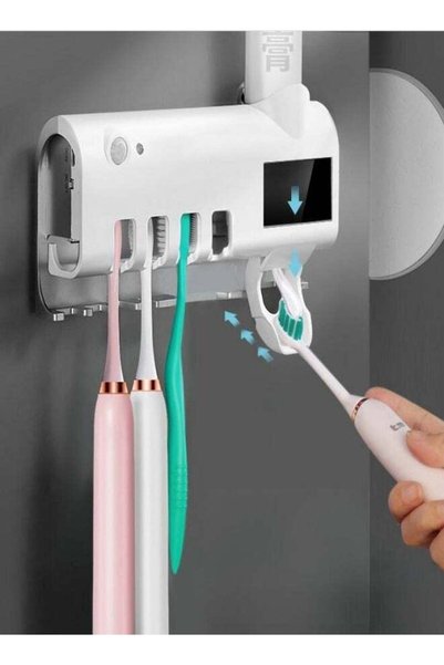 Generic Smart Toothbrush Holder and Toothpaste Dispenser with LED UV Light St...