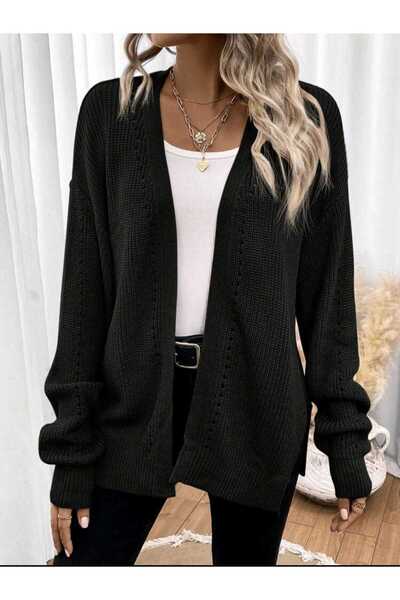 SolQ Oversized Buttonless Long Loose Women's Knitwear Cardigan