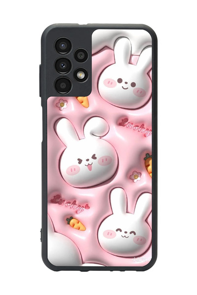 Aksel Kılıf Samsung Galaxy A13 Compatible Printed, Matte Black, Soft Silicone, Protective, Shock Absorbing Cover, Case