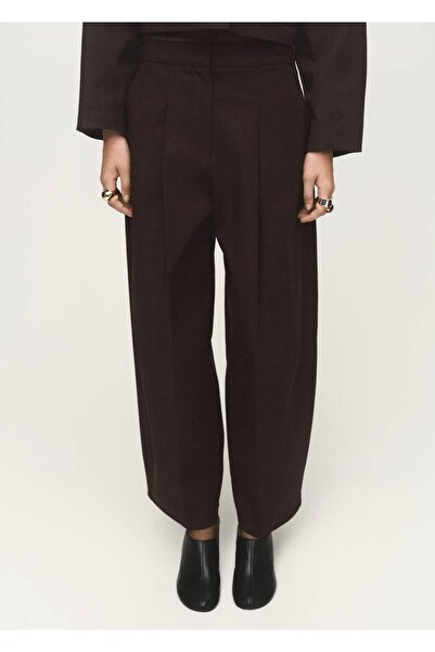 MANGO Woman Pileli wide leg pantolon