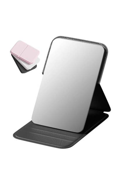 Generic Three Pieces Portable PU Leather Mirror, Folding Desktop Makeup Mirro...