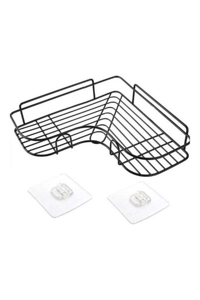 Generic Wall Mounted Bathroom and Kitchen Corner Shelf Black 26.7 x 6cm