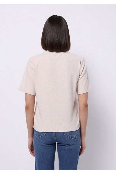 Colin's Regular Fit Round Neck Printed Women's Beige Short Sleeve T-Shirt