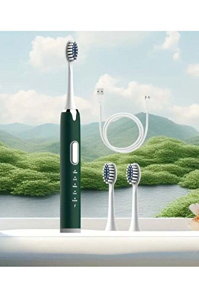 Generic Goolsky Adult Electric Toothbrush USB Charging Model with 3 Replacement Brush Heads, Five Colors to