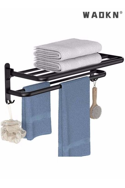 Generic Bathroom Towel Rack Non Perforated Storage Rack Wall Mounted Foldable...