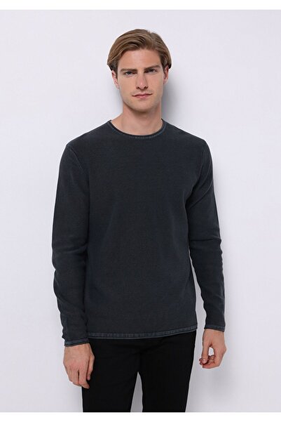 Colin's Regular Fit Round Neck Jacquard Men's Anthracite Sweater