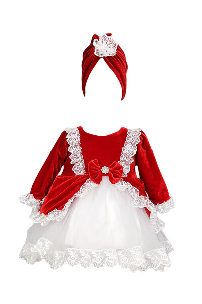 fantasialand Baptism dress, Duchess model, red color