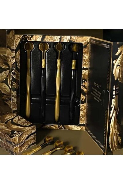 Generic 1 Box of 4 Black Golden Toothbrushes, High-Efficiency Three-Sided Sof...