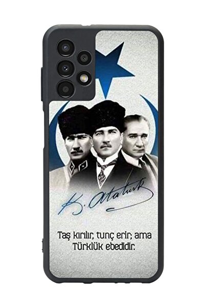 Aksel Kılıf Samsung Galaxy A13 Compatible Printed, Matte Black, Soft Silicone, Protective, Shock Absorbing Cover, Case