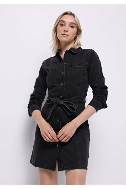 Colin's Slim Fit Düz Kadın Siyah Uzun Kol Elbise