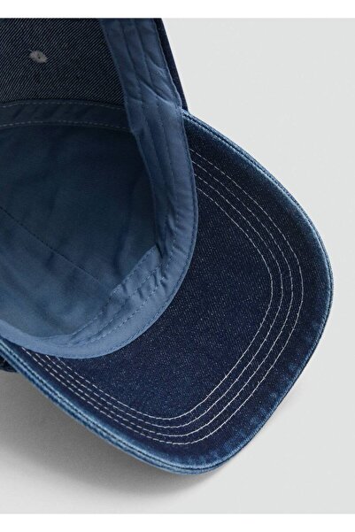 Mango Teen İşlemeli denim kasket şapka