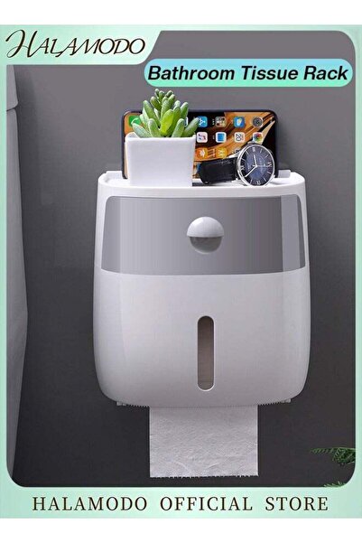 Generic HALAMODO Toilet Paper Holder with Drawer & Phone Holder Toilet Paper Storage Box Wall Mounted Water