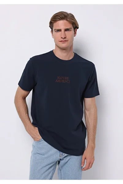 Colin's Regular Fit Round Neck Plain Men's Navy Blue Short Sleeve T-Shirt