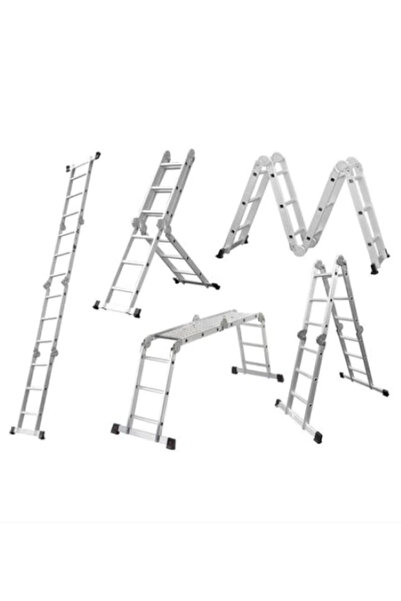 STRATEGIC Scara profesionala multifunctionala 4x5 trepte + platforma, aluminiu, pliabila, lungime maxima 5.8 m