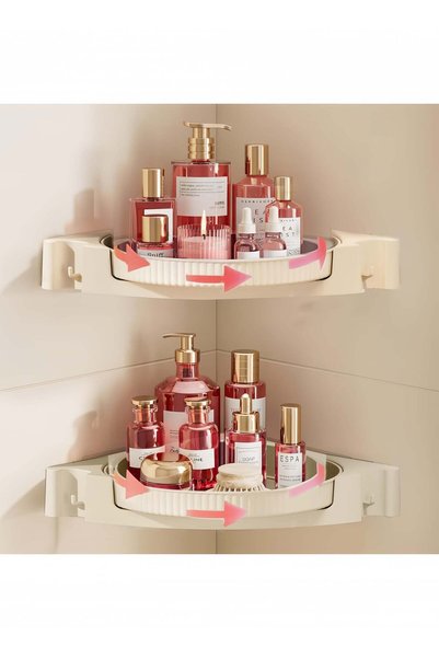 Generic Bathroom Shelf No Drill, 360 Rotating with Hook, Wall Mounted Adhesiv...