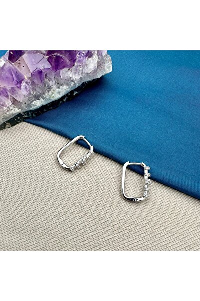 Opia Takı & Aksesuar Rectangular Ring Zircon Stone Earrings
