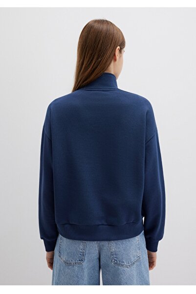 Mavi Φούτερ με τυπωμένο λογότυπο με ημι-φερμουάρ χαλαρή εφαρμογή (casual κοπή)