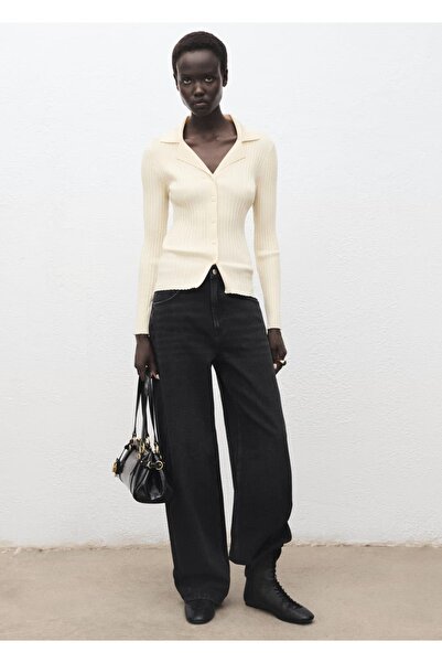 MANGO Woman Orta belli barrel jean pantolon