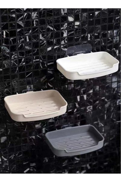 Generic 3-Piece Wall Mounted Soap Dish Soap Rack Soap Sponge Holder Multicolo...