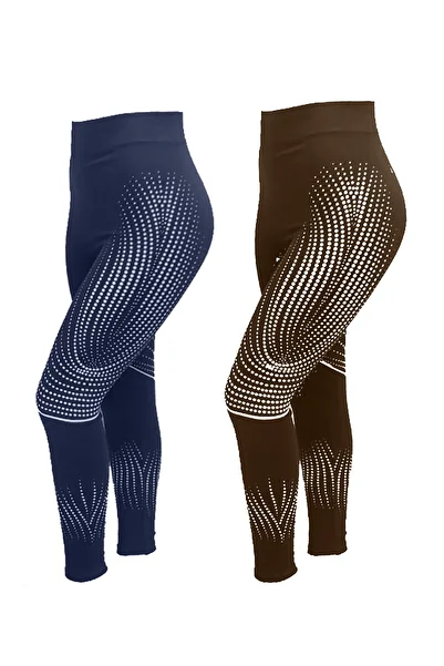 SDD Women's striped stretch pants, excellent quality, free size, two pieces, in brown and dark blue