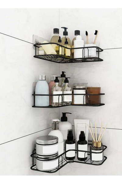Generic 3-Piece Bathroom Shelf Shower Shampoo Soap Organizer Wall Mounts Stor...