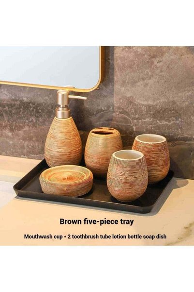 Generic Bathroom Accessories Set 6PCS,Ceramics Bathroom Soap Dispenser & Toot...