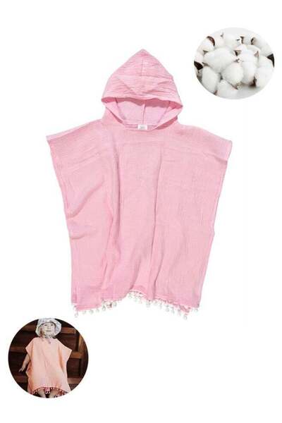 Generic Hooded Baby Poncho Towel, Muslin Bath, Beach Towels, 29"x21" (Pink)