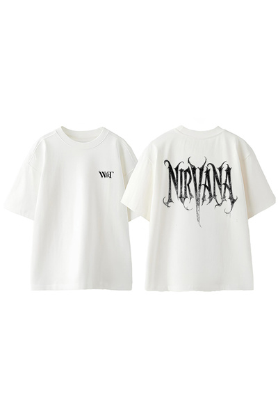 THEWERT تي شيرت نيرفانا 1 بتصميم ظهر مطبوع من القطن باللون الأبيض مقاس كبير