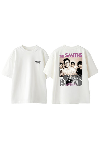 THEWERT Tricou alb supradimensionat din bumbac cu imprimeu The Smiths 1 Design