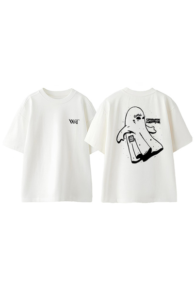 THEWERT Tricou supradimensionat alb din bumbac cu imprimeu Lil Peep 4 Design