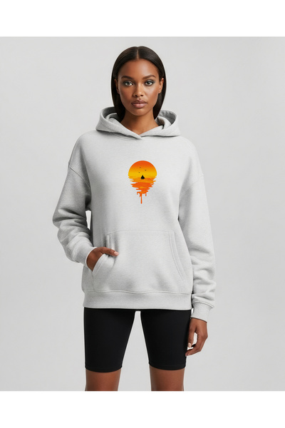 Bheka Concept Sunset Printed Oversize Unisex Hooded Sweatshirt Hoodie